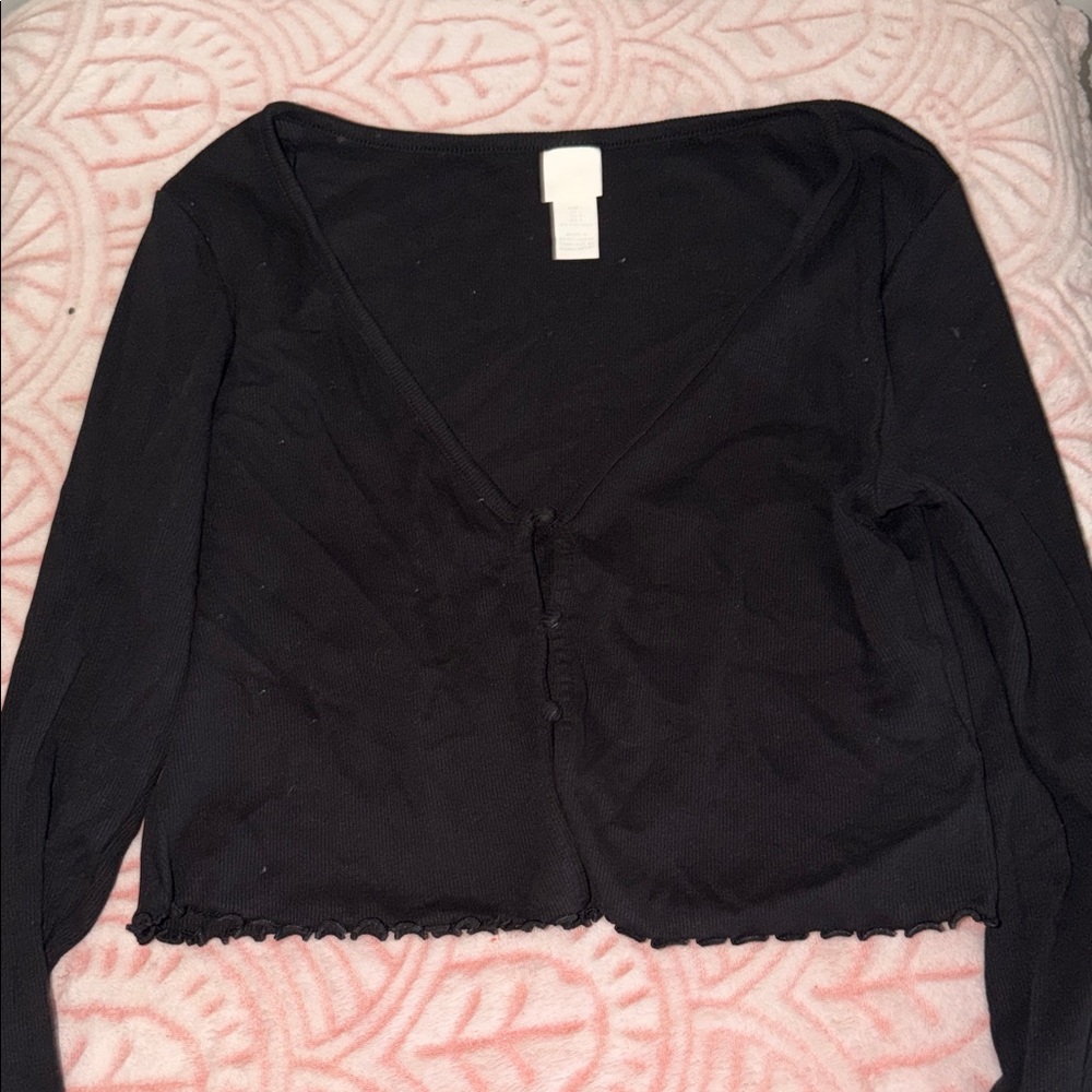 H&M Black V-Neck Long Sleeve Cardigan